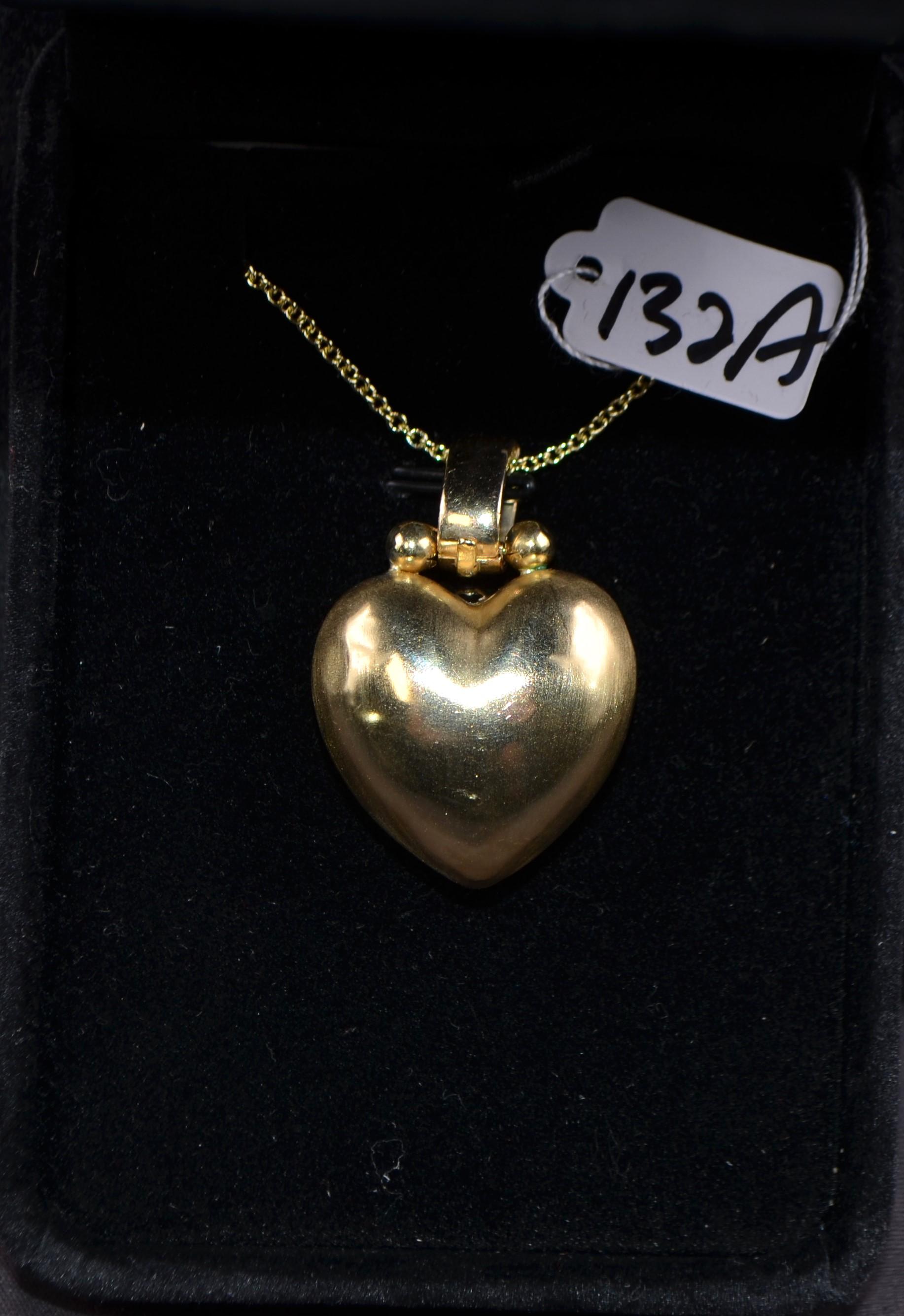 LARGE "PUFFY" HEART 14K YELLOW GOLD PENDANT