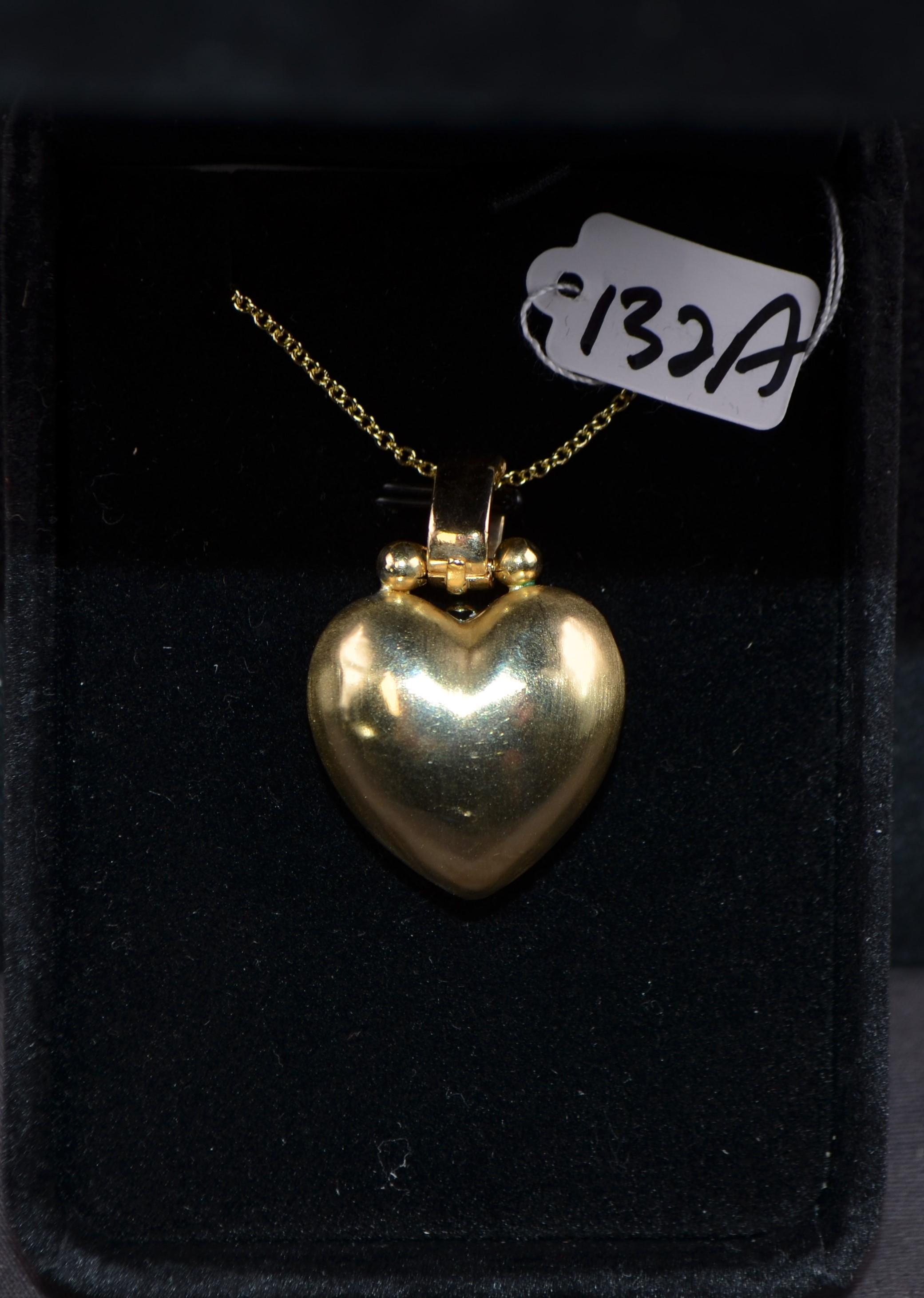 LARGE "PUFFY" HEART 14K YELLOW GOLD PENDANT