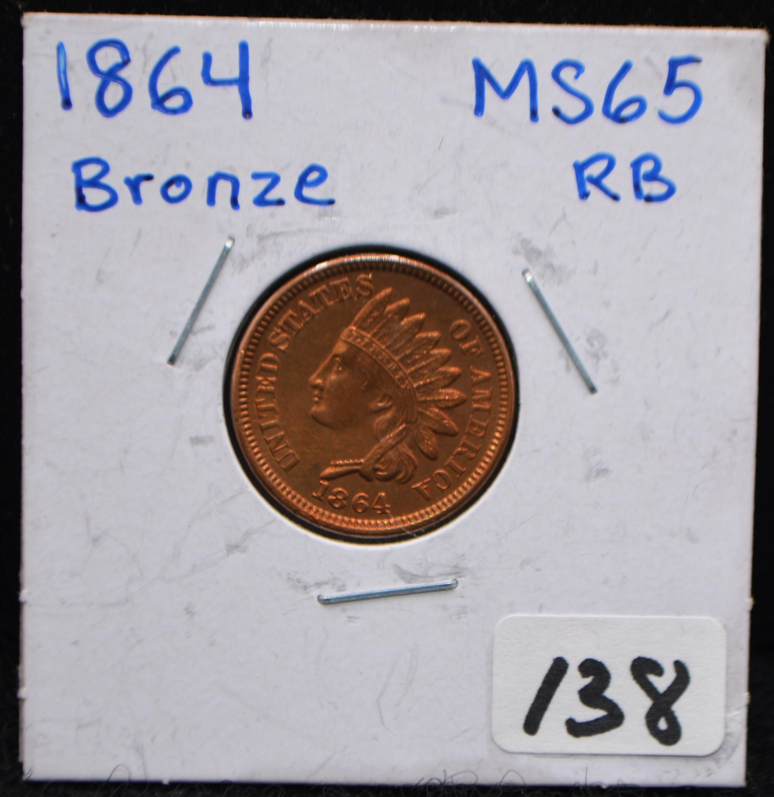 1864 BRONZE INDIAN HEAD PENNY