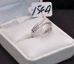 SNAKE DESIGN DIAMOND 14K WHITE GOLD RING