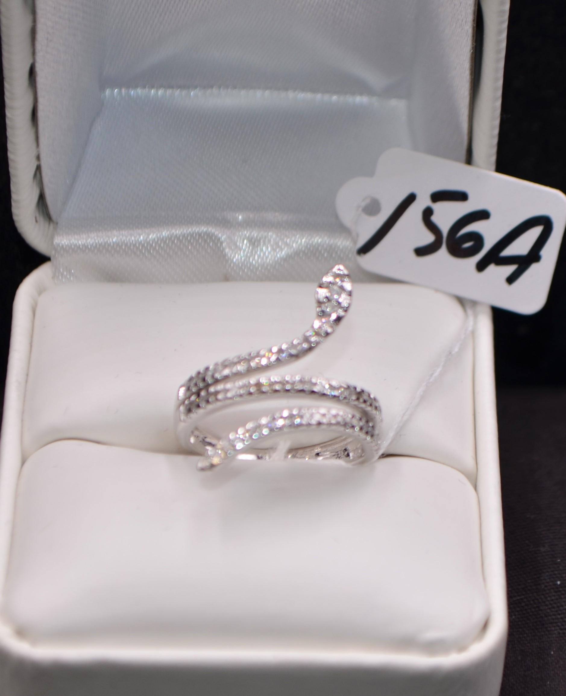 SNAKE DESIGN DIAMOND 14K WHITE GOLD RING