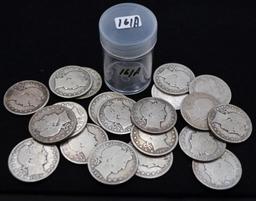 20 MIXED DATES & MINTS BARBER HALF DOLLARS