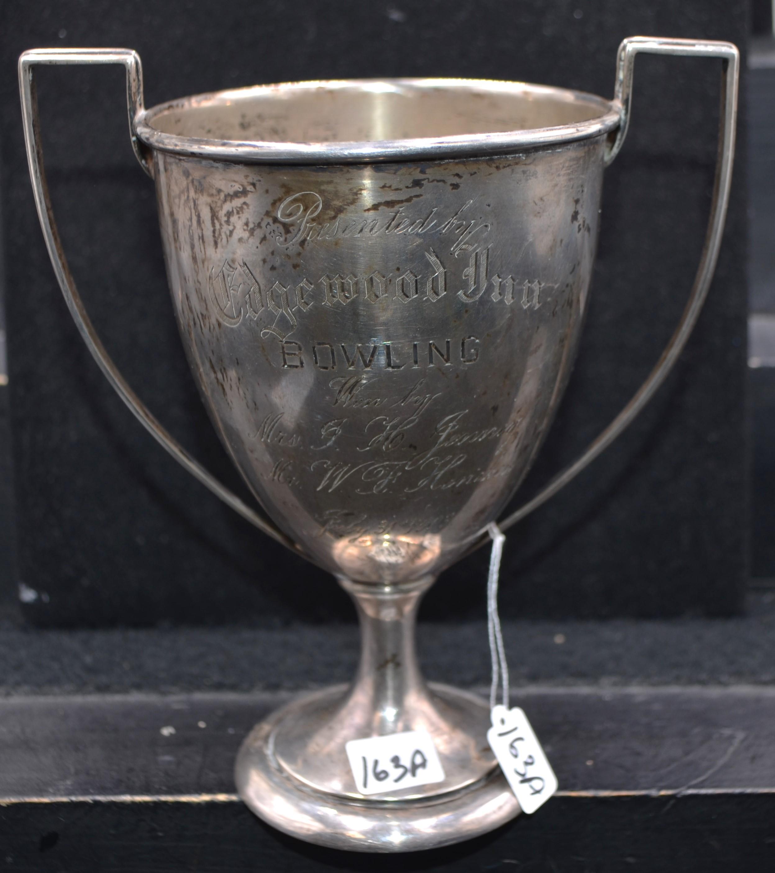 VINTAGE STERLING SILVER BOWLING TROPHY