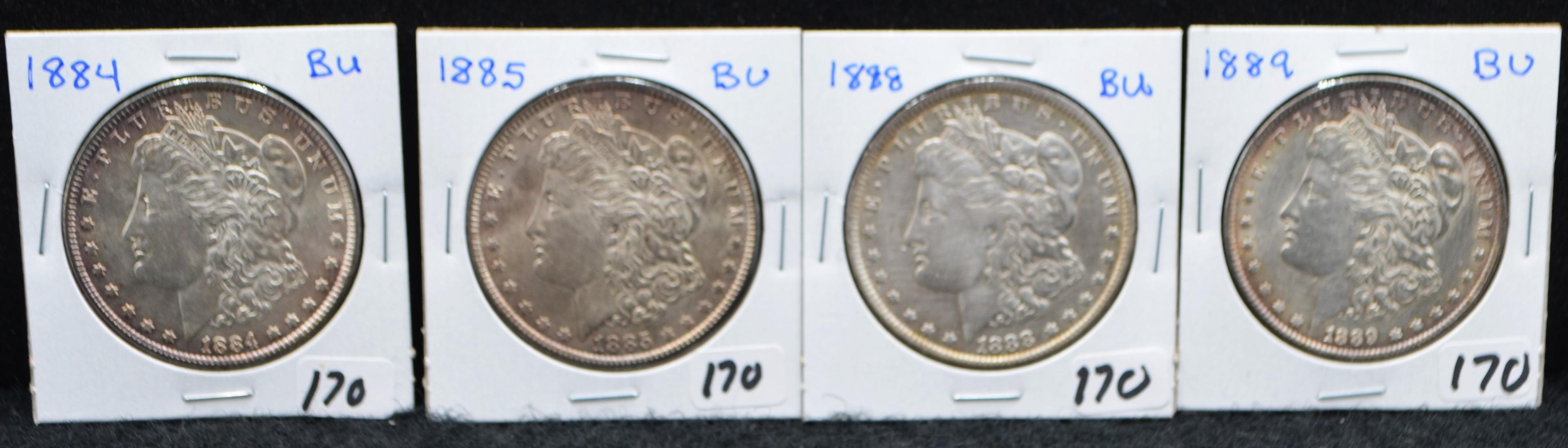 HIGH GRADE 1884, 1885, 1888, 1889 MORGAN DOLLAR