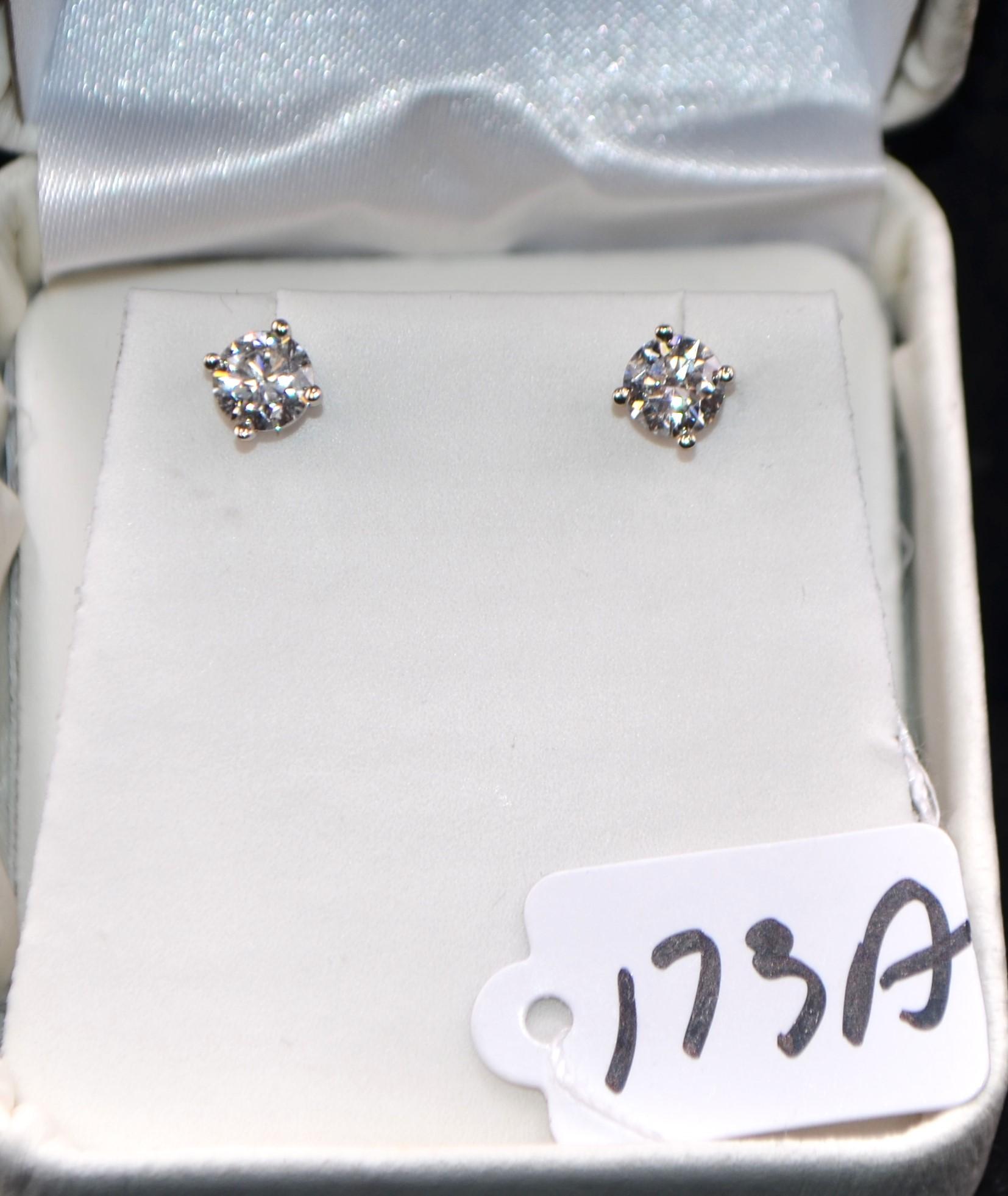 PAIR OF 14K WHITE GOLD DIAMOND STUD EARRINGS