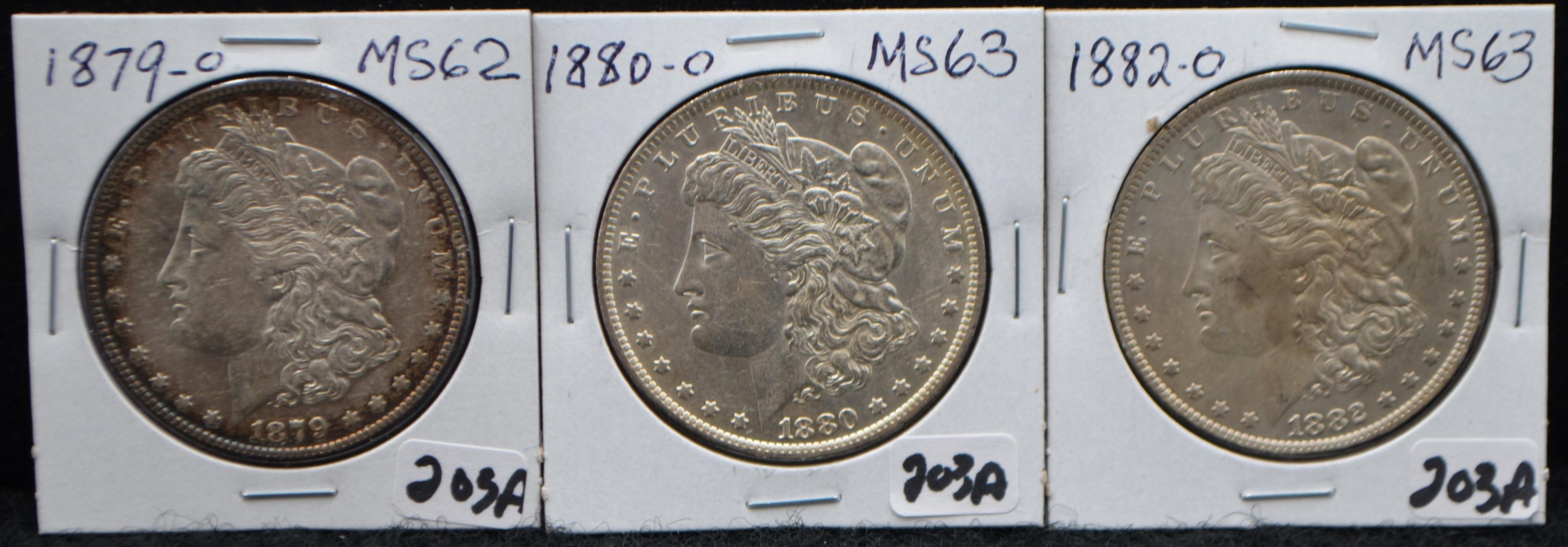 1879-0, 1880-0, 1882-0 MORGAN DOLLARS