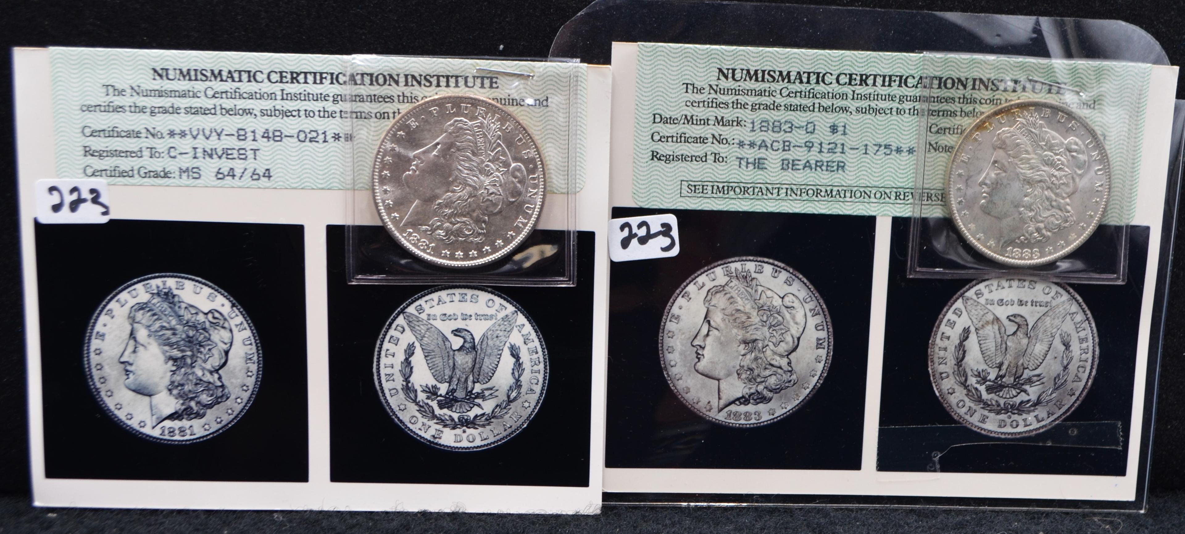 1881-S MORGAN & 1883-0 MORGAN