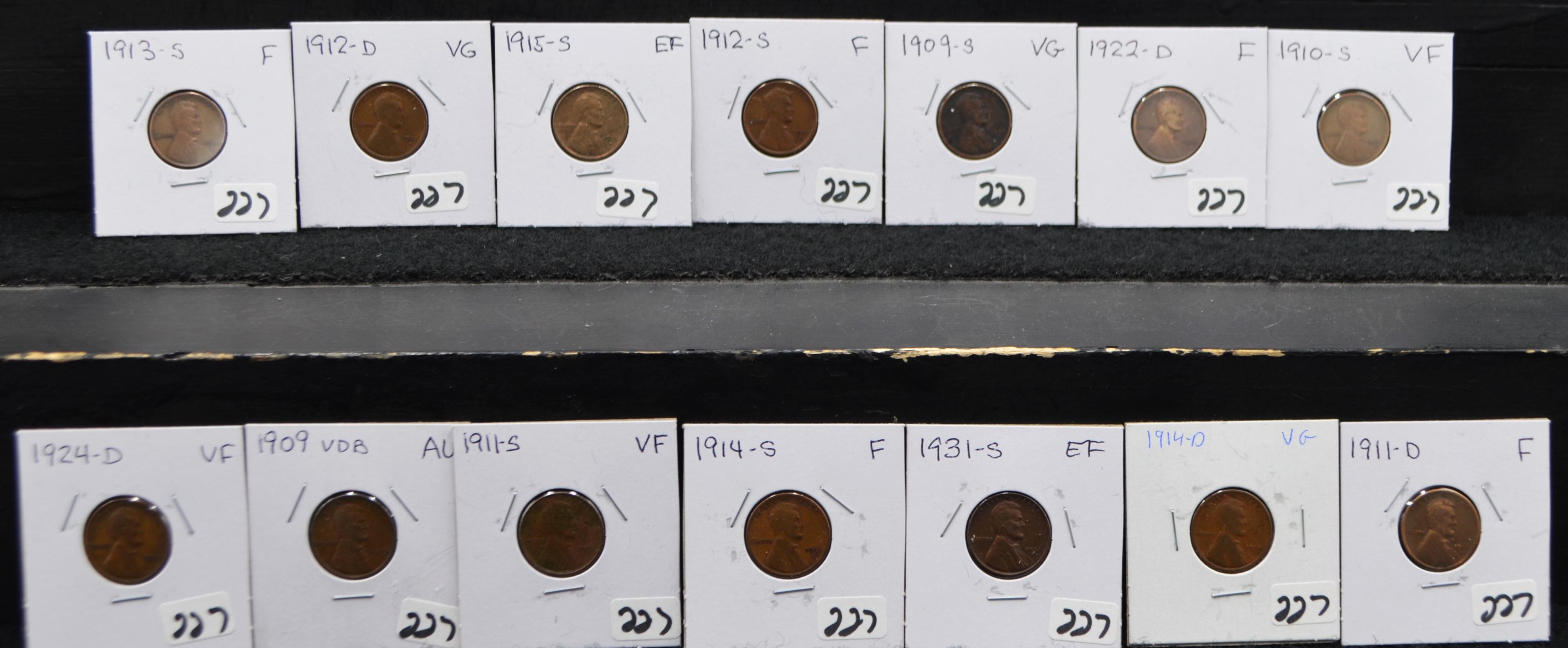 14 KEY DATE LINCOLN PENNIES