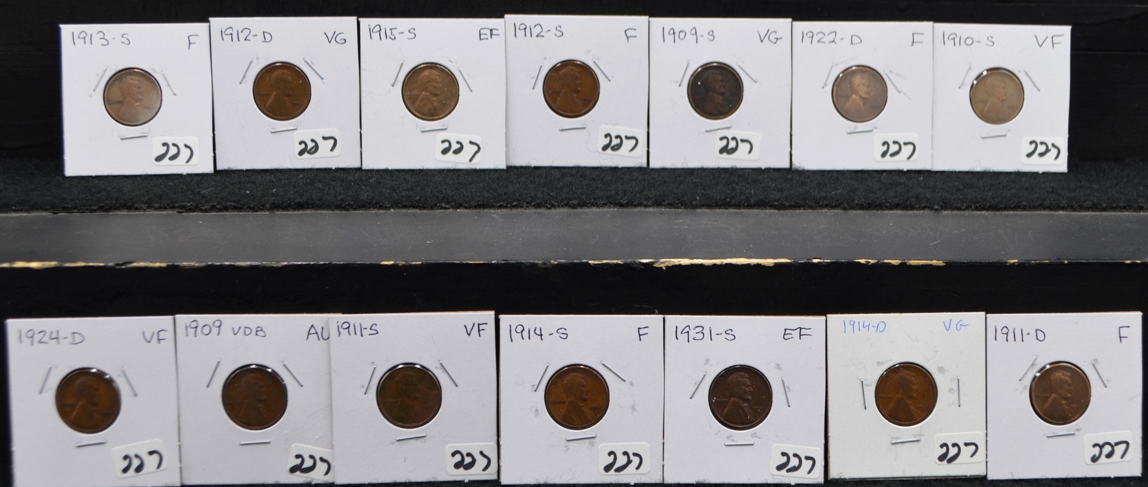 14 KEY DATE LINCOLN PENNIES