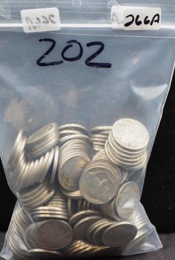 202 MIXED DATES & MINTS BUFFALO NICKELS