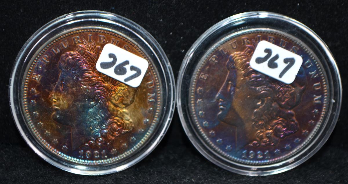 1921 & 1921-S BU MORGANS "FABULOUS TONING"