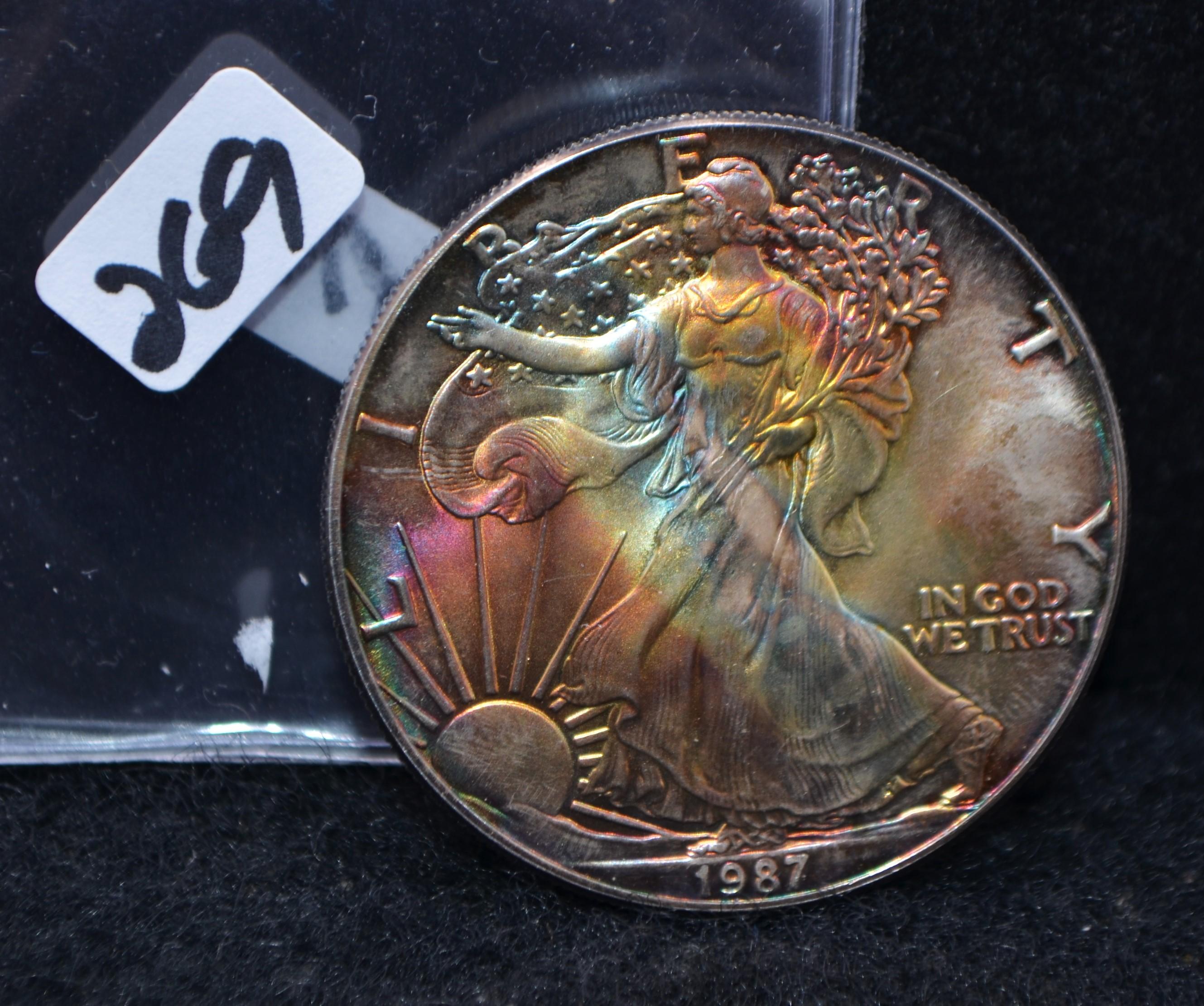 1987 SILVER EAGLE "WILD RAINBOW TONING"