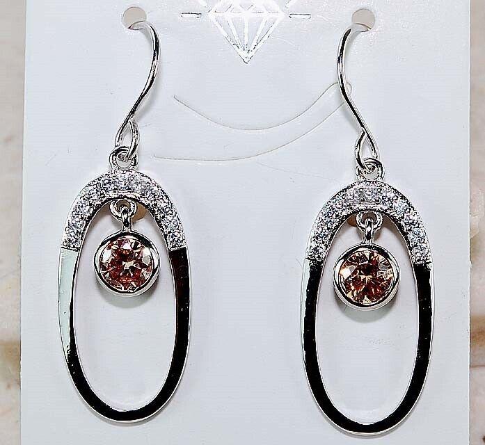 1 CT GOLDEN SAPPHIRE & WHITE TOPAZ EARRINGS