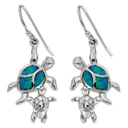 AUSTRALIAN OPAL INLAY & TOPAZ TURTLE EARRINGS