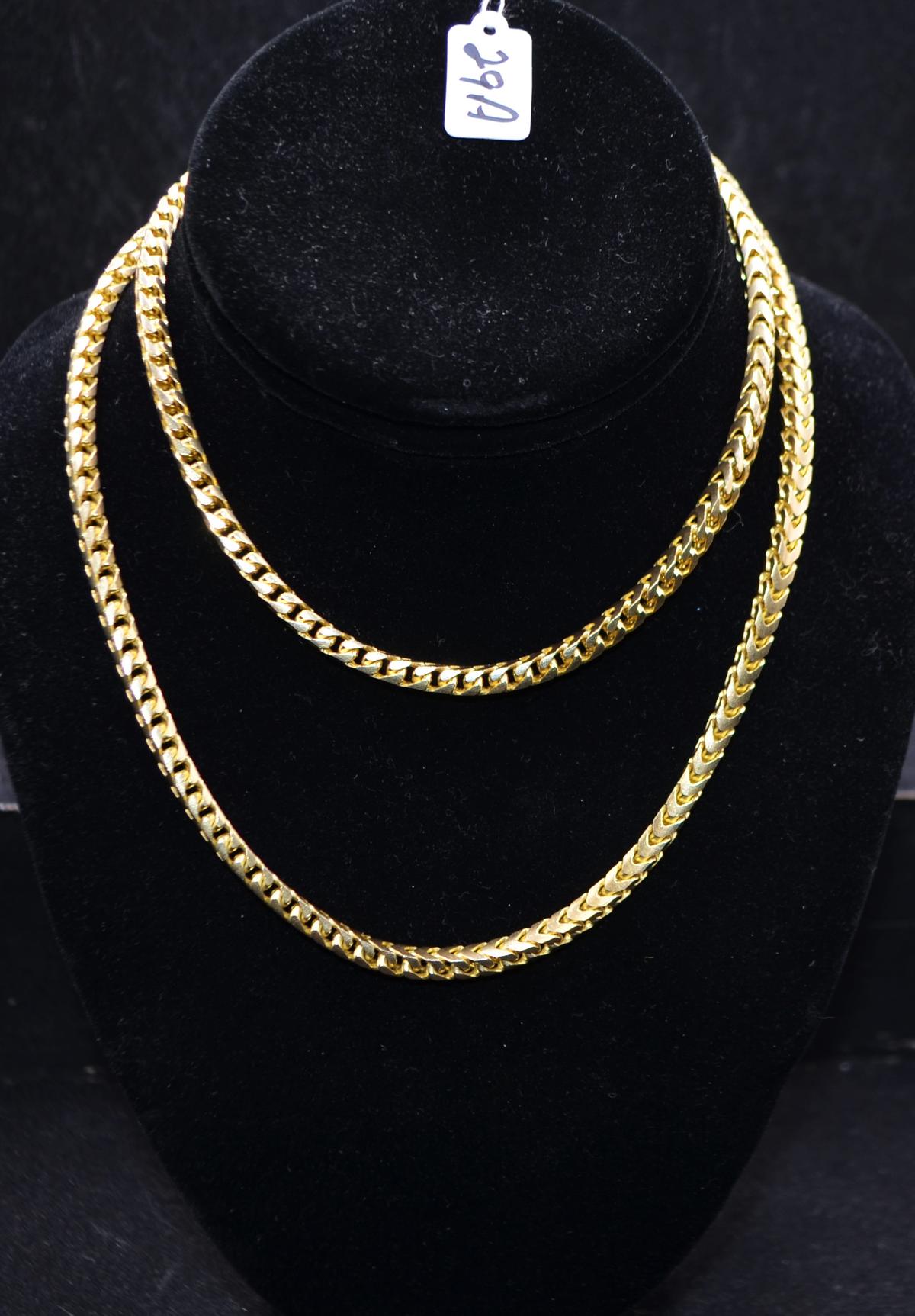 30 INCH LARGE BOX LINK 14K YELLOW GOLD NECKLACE