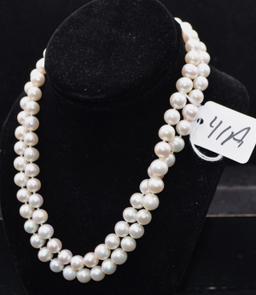 37 INCH 14K STRAND OF 9 MM WHITE PEARLS
