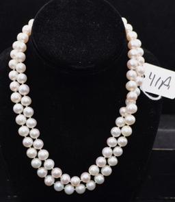 37 INCH 14K STRAND OF 9 MM WHITE PEARLS