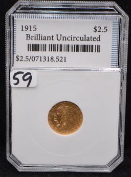 HIGH GRADE 1915 $2 1/2 INDIAN HEAD GOLD COIN