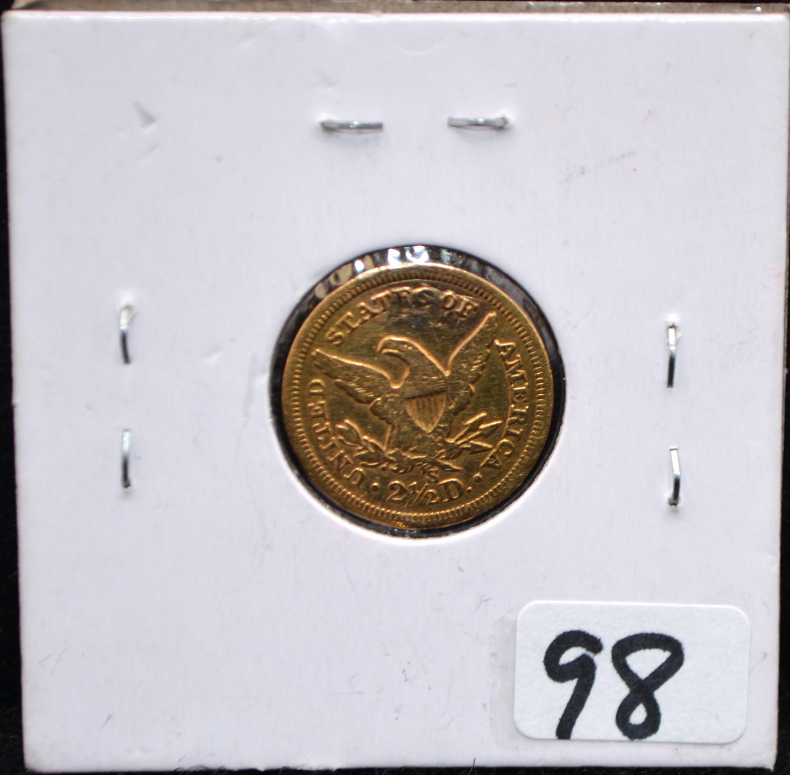 RARE 1861-S $2 1/2 LIBERTY HEAD GOLD COIN