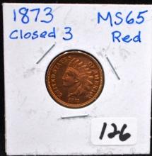 RARE 1873 CLOSED 3 INDIAN HEAD PENNY