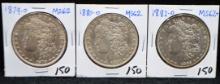 1879-0, 1880-0, 1882-0 MORGAN  DOLLARS