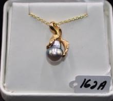 LADIES BAROQUE TAHITIAN PEARL 14K GOLD PENDANT