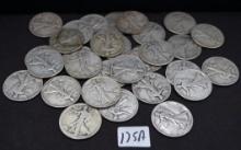 43 MIXED DATE & MINT WALKING LIBERTY HALF DOLLARS