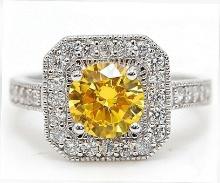 2C HALO YELLOW SAPPHIRE & WHITE TOPAZ RING