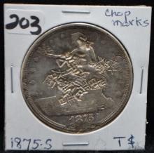 1875-S TRADE DOLLAR "CHOP MARKS"