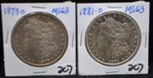 1879-0 & 1881-0 HIGH GRADE MORGAN DOLLARS