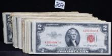 90 RED SEAL $2 U,S. NOTES SERIES 1953 & 1963