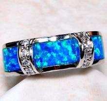 AUSTRALIAN OPAL INLAY & TOPAZ STERLING RING