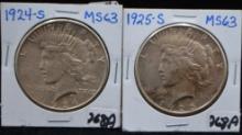 1924-S & 1925-S PEACE DOLLARS