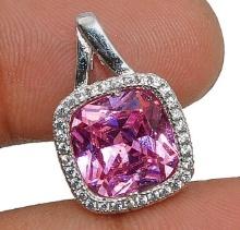 3 CT PINK SAPPHIRE & WHITE TOPAZ STERLING PENDANT