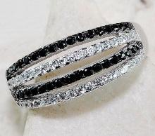 BLACK SAPPHIRE & TOPAZ STERLING SILVER RING