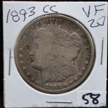 RARE KEY 1893-CC MORGAN DOLLAR