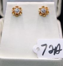 PAIR OF DIAMOND STUD 14K YELLOW GOLD EARRINGS