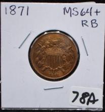 HIGH GRADE 1871 2 CENT PIECE