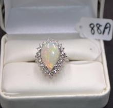 2.68 CTTW DIAMOND & OPAL 14K WHITE GOLD RING