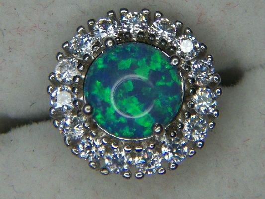 .925 Ladies 1 Carat Opal & Gemstone Pendant