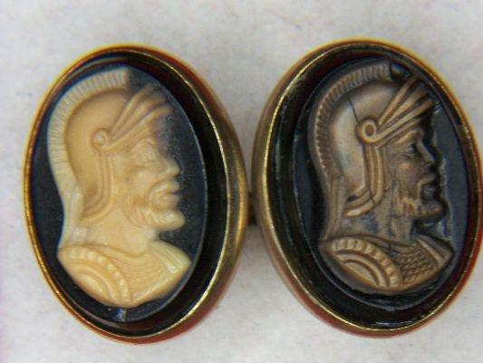 Mans Vintage Swank Cameo Cuff Links