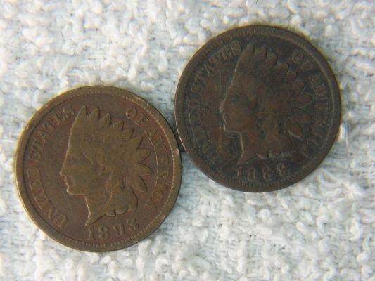 1889 And 1893 Indian Head Pennies