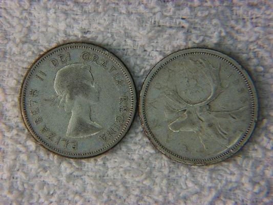 (2) 1956 Silver Canadian Quarters