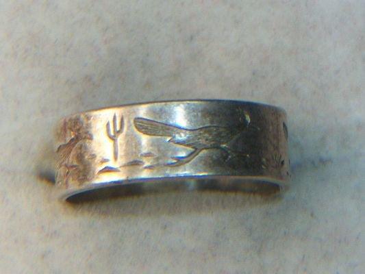 .925 Vintage Native American Road Runner Ring 4 Mm