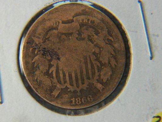 1866 2 Cent Copper World War 2 Era Coin