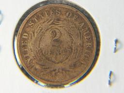 1866 2 Cent Copper World War 2 Era Coin