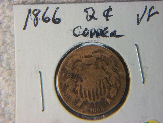 1866 2 Cent Copper World War 2 Era Coin