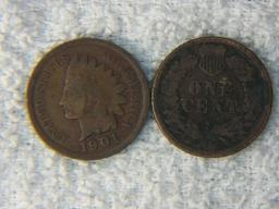 (2) 1891 & 1901 Indian Head Cents