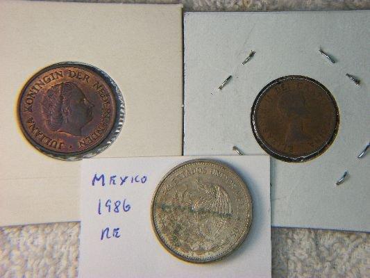 1964 Canadian 1 Cent, 1986 50 Mexico Extra Fine, 1972 Nederland 5 Cent