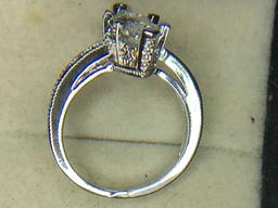 .925 Ladies 3 Carat Marquise Gemstone Engagement Ring